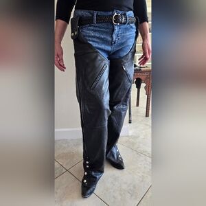 Split Leg Leather Chaps Unisex Any Size Waist